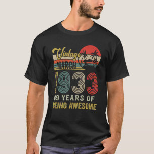 T-shirt Vintage mars 1933 Édition Limitée 89 Ans Bi