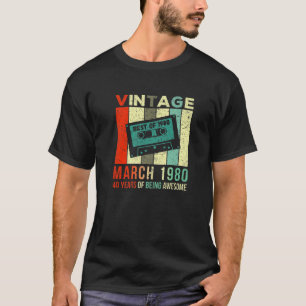 T-shirt Vintage Mars 1980 40 Ans D'Être Étonnant 40E