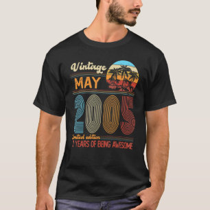 T-shirt Vintage May 2005 17 Years Old 17th Birthday Decora