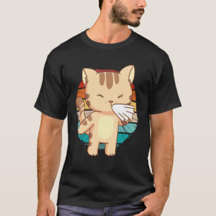 T-shirt Vintage Mignon Petit Chat Caractère Éternuement Ma