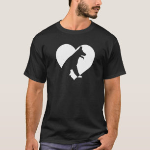 T-shirt Vintage mignon Qui aime Chiens Noir Chien Coeur bl