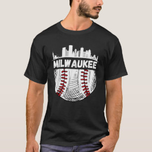 T-shirt Vintage Milwaukee Baseball Skyline Milwaukee Baseb