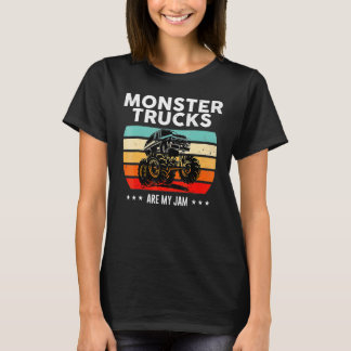 T-shirt Vintage Monster Truck Are My Jam Retro Sunset Cool