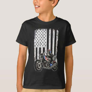 T-shirt Vintage Motorcycle - Detailed With American Flag