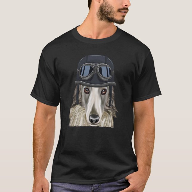 T-shirt Vintage Motorcycle Helmet Borzoi (Devant)