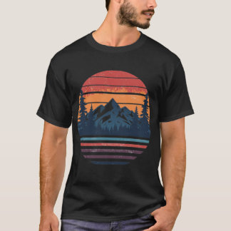 T-shirt Vintage Mountain Sunset Retro Outdoor Design