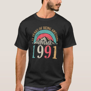 T-shirt Vintage Né 1991 Joyeux Anniversaire 31 Ans D'Être