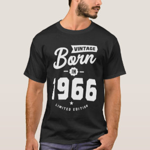 T-shirt Vintage Né En 1966 Cadeau Anniversaire