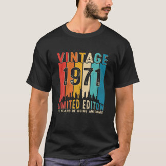 T-shirt Vintage Né En 1971 50E Anniversaire 50 Ans De