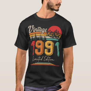 T-shirt Vintage Né En 1991 Anniversaire Année Mariage A