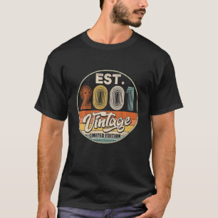 T-shirt Vintage Né En 2001 Anniversaire Année Mariage