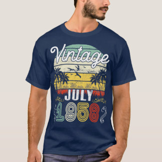 T-shirt Vintage Né En Juillet 1958 Joyeux Anniversaire 62 