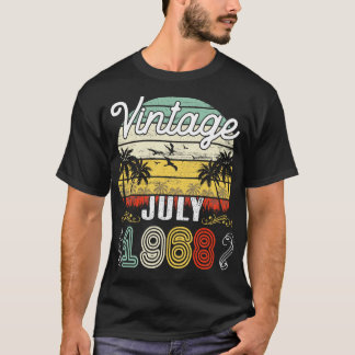 T-shirt Vintage Né En Juillet 1968 Joyeux Anniversaire 52 