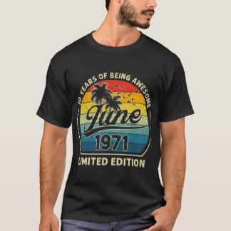 T-shirt Vintage Né En Juin 1971 Rétro 50 Ans 50ème 