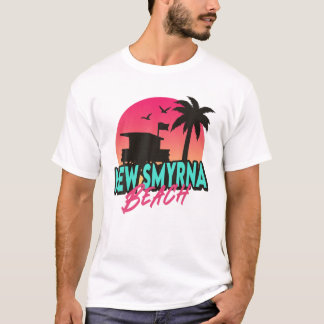 T-shirt Vintage New Smyrna Beach Floride Palmiers FL 80S