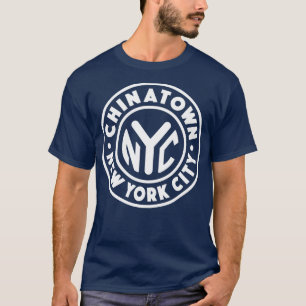 T-shirt Vintage New York City Circle Chinatown Blanc