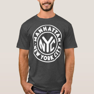T-shirt Vintage New York City Circle Manhattan Blanc
