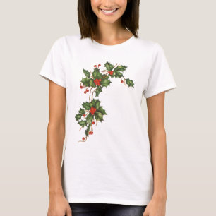 T-shirt Vintage Noël, Holly Plante avec les baies rouges
