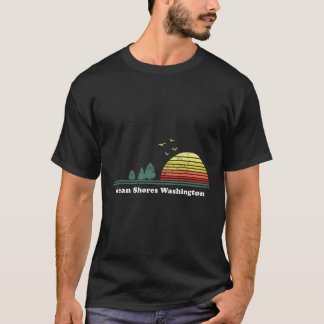 T-shirt Vintage Ocean Shorts Washington Sunset Souvenir Pr