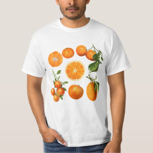T-shirt Vintage Orange Chemise Art Graphique Tee Fruit Che