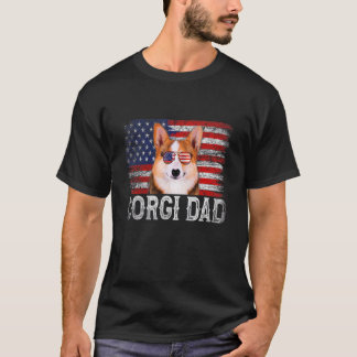 T-shirt Vintage Papa Chien Rétro Papa Corgi Fête des Pères