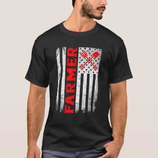 T-shirt Vintage Patriotic Farmer en détresse American USA 