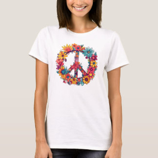 T-shirt vintage Peace and Wild Flowers