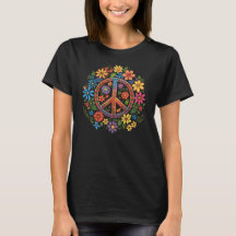 T-shirt vintage Peace and Wild Flowers