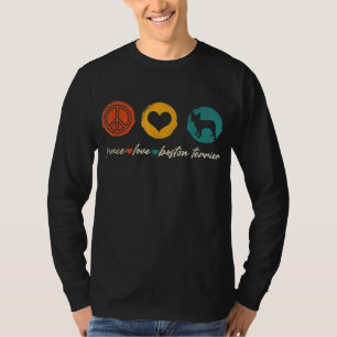 T-shirt Vintage Peace Love Boston Terrier Amoureux de les