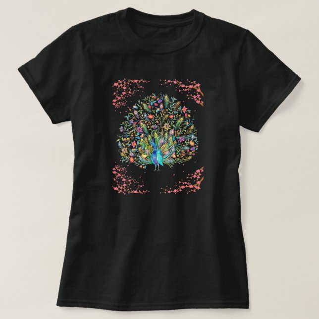 T-shirt Vintage Peacock Feather Peacock Japonais Bird (Design devant)