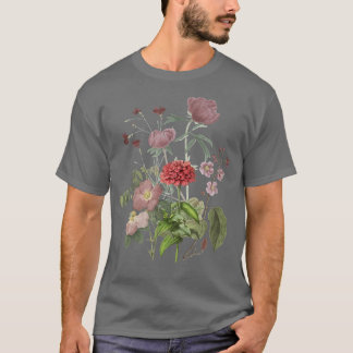 T-shirt Vintage Peony Rose Fleurs de Jardin Floral Plante 