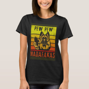 T-shirt Vintage Pew Madafakas Chien Papa Mignonne Chien Sh