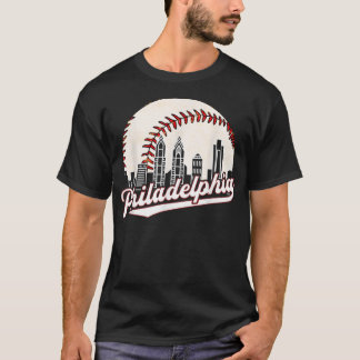 T-shirt Vintage Philadelphia Baseball Skyline Retro Philly