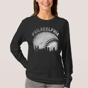 T-shirt Vintage Philadelphie Skyline City Baseball