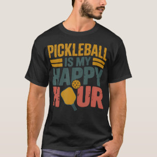 T-shirt Vintage Pickleball Est Mon Happy Hour Joueur Rétro