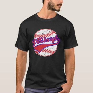 T-shirt Vintage Pittsburgh Cityscape Baseball  Men Women K
