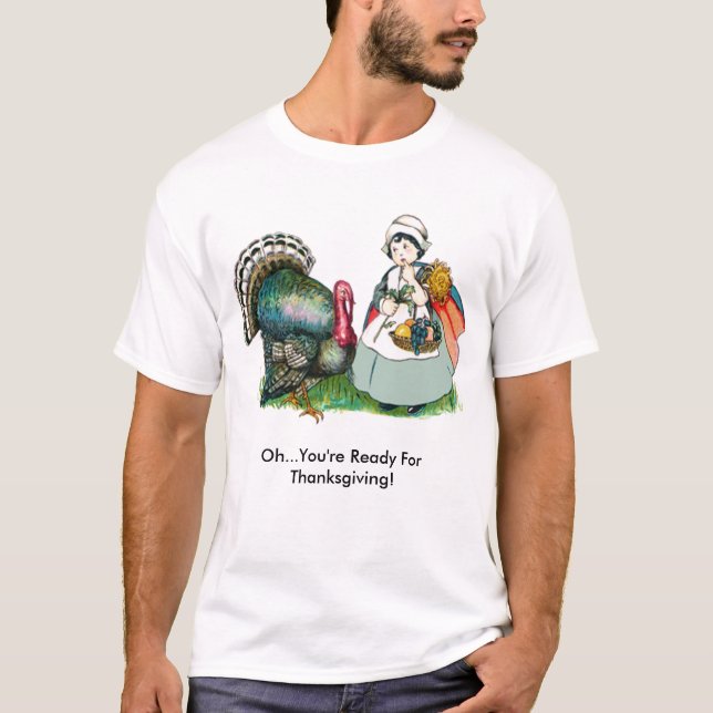 T-shirt Vintage Prêt Pour Thanksgiving (Devant)