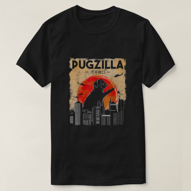 T-shirt Vintage Pugzilla (Design devant)