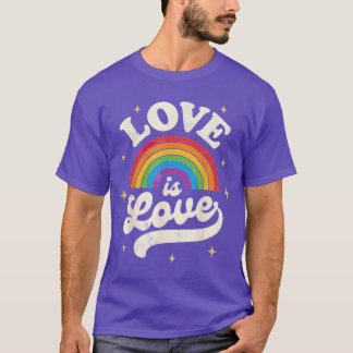 T-shirt Vintage Rainbow Love Is Love LGBT Gay Lesbian Prid