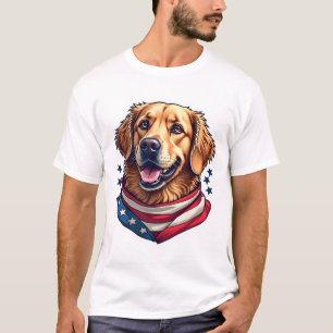 T-shirt vintage retriever doré pailleté d'étoiles