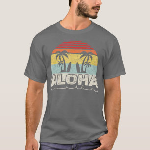 T-shirt Vintage Retro Aloha Hawaii Hawaiian Island Palm Be