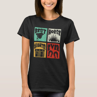 T-shirt Vintage Retro Best Cute Horse Daughter Ever  Farme