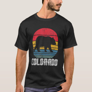 T-shirt Vintage Retro Co Colorado Ours Distressé Hommes Fe