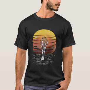 T-shirt Vintage Retro coucher de soleil Halloween Zombie H
