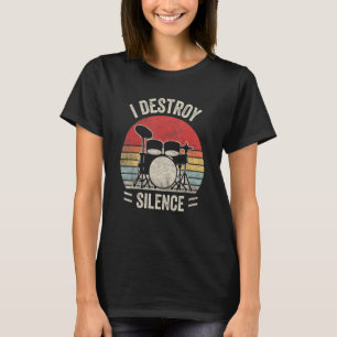 T-shirt Vintage Retro Cute Drum Set Rocker Music Percussio