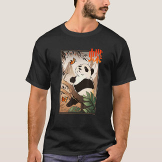 T-shirt Vintage Retro Cute Panda Butterfly Artwork Panda