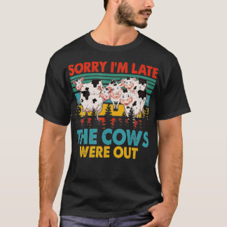 T-shirt Vintage Rétro Désolé Je suis en retard Les vaches