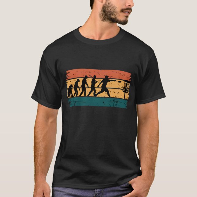 T-shirt Vintage Retro Evolution Disc Golf Flying Disc      (Devant)