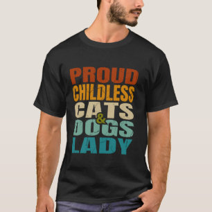 T-shirt Vintage Retro Fiers Chats sans Enfants Chiens Lady
