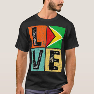 T-shirt Vintage Retro I Love Guyana Drapeau pour Guyanese